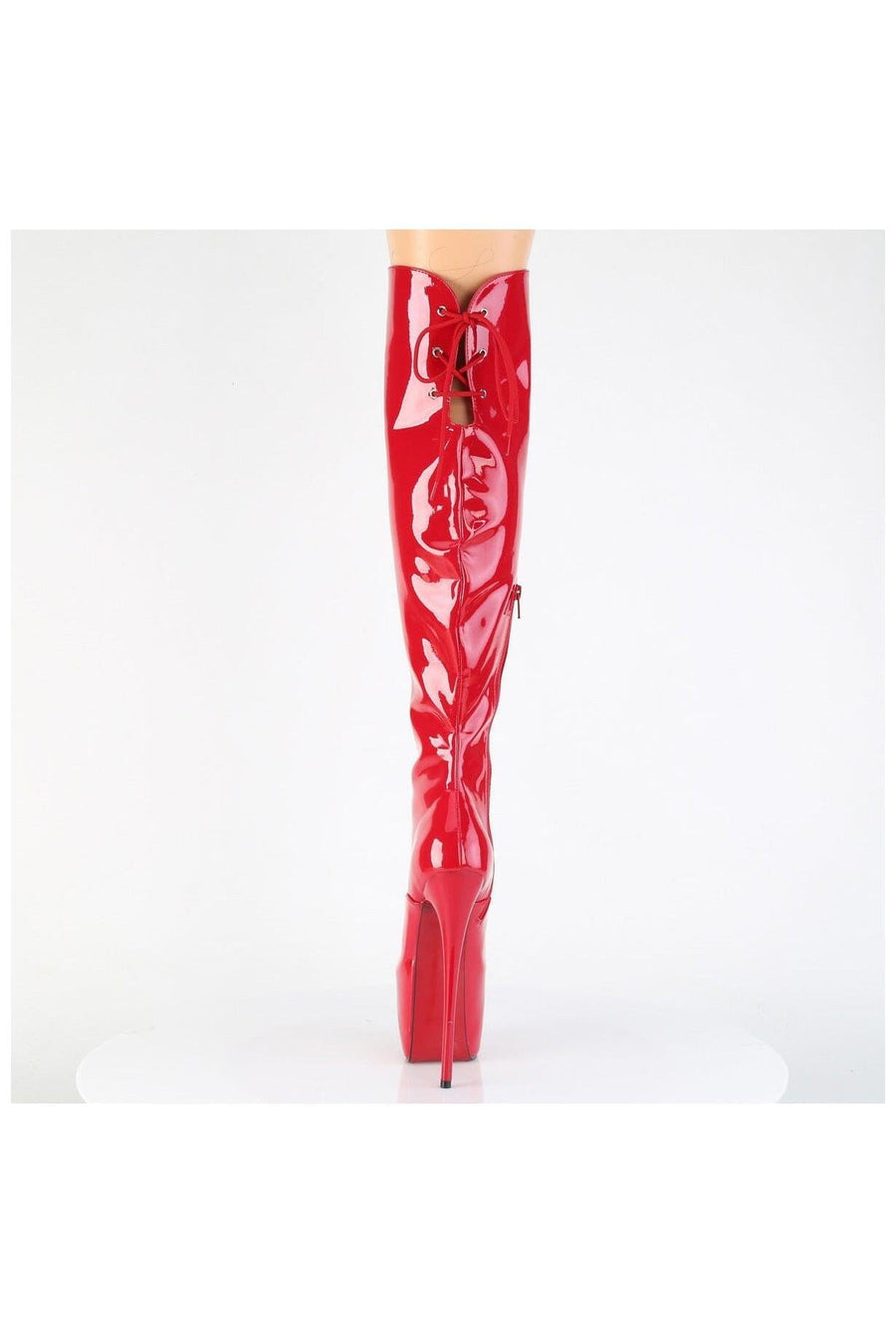 Pleaser  JUBILANT-3012 Thigh Boot in Red Patent
