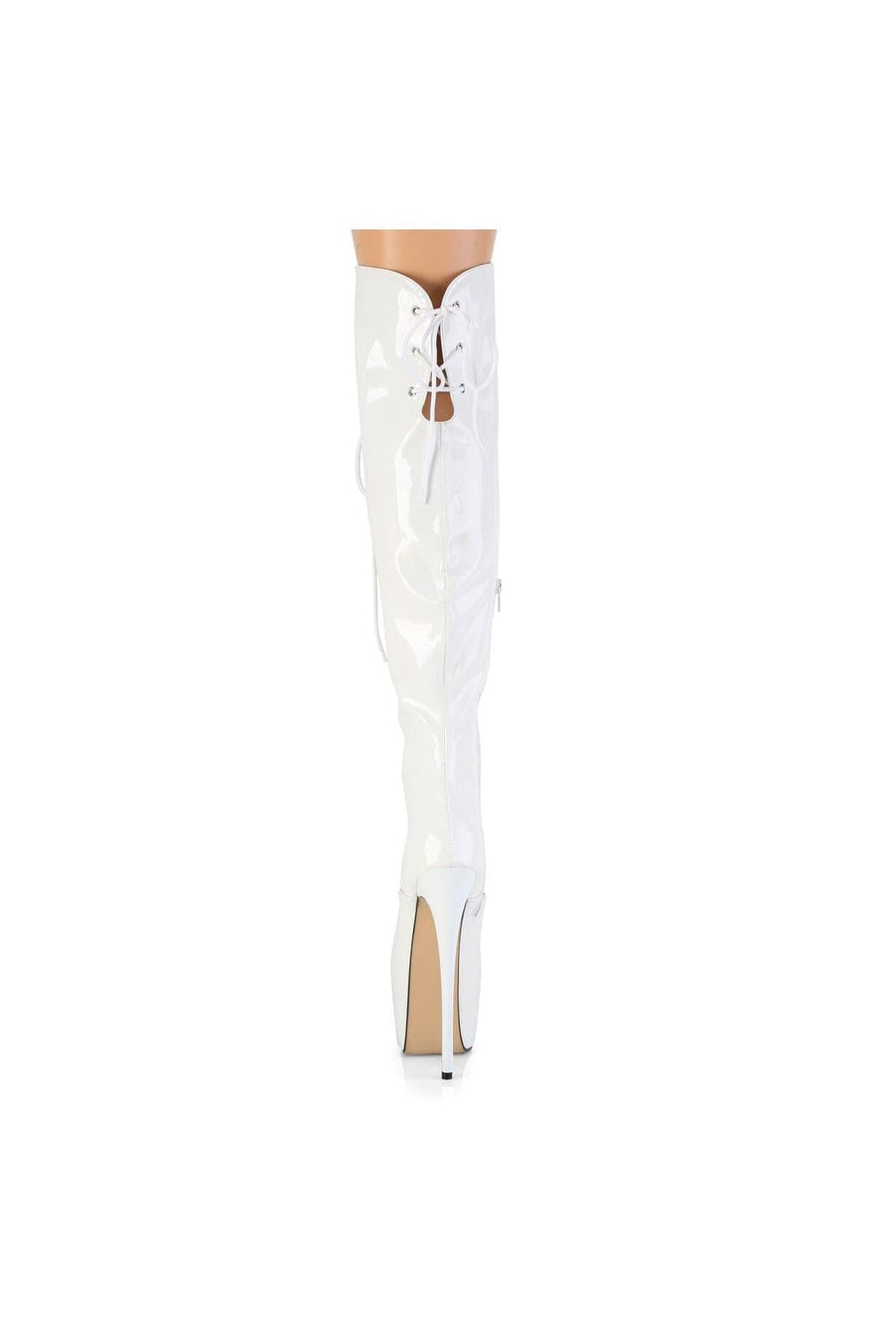 Pleaser  JUBILANT-3012 Thigh Boot in White Patent