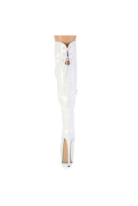 Pleaser  JUBILANT-3012 Thigh Boot in White Patent
