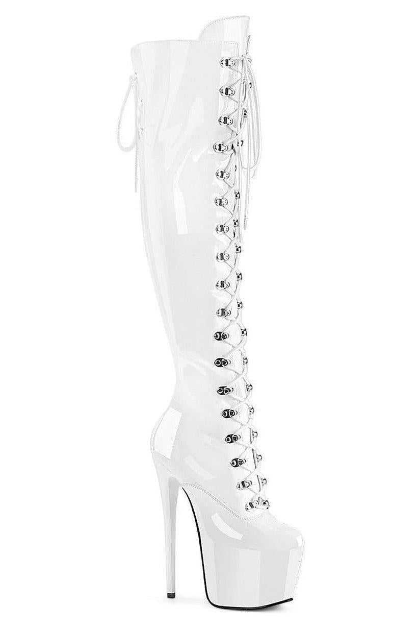 Pleaser White Thigh Boots Platform Stripper Shoes | Buy at Sexyshoes.com