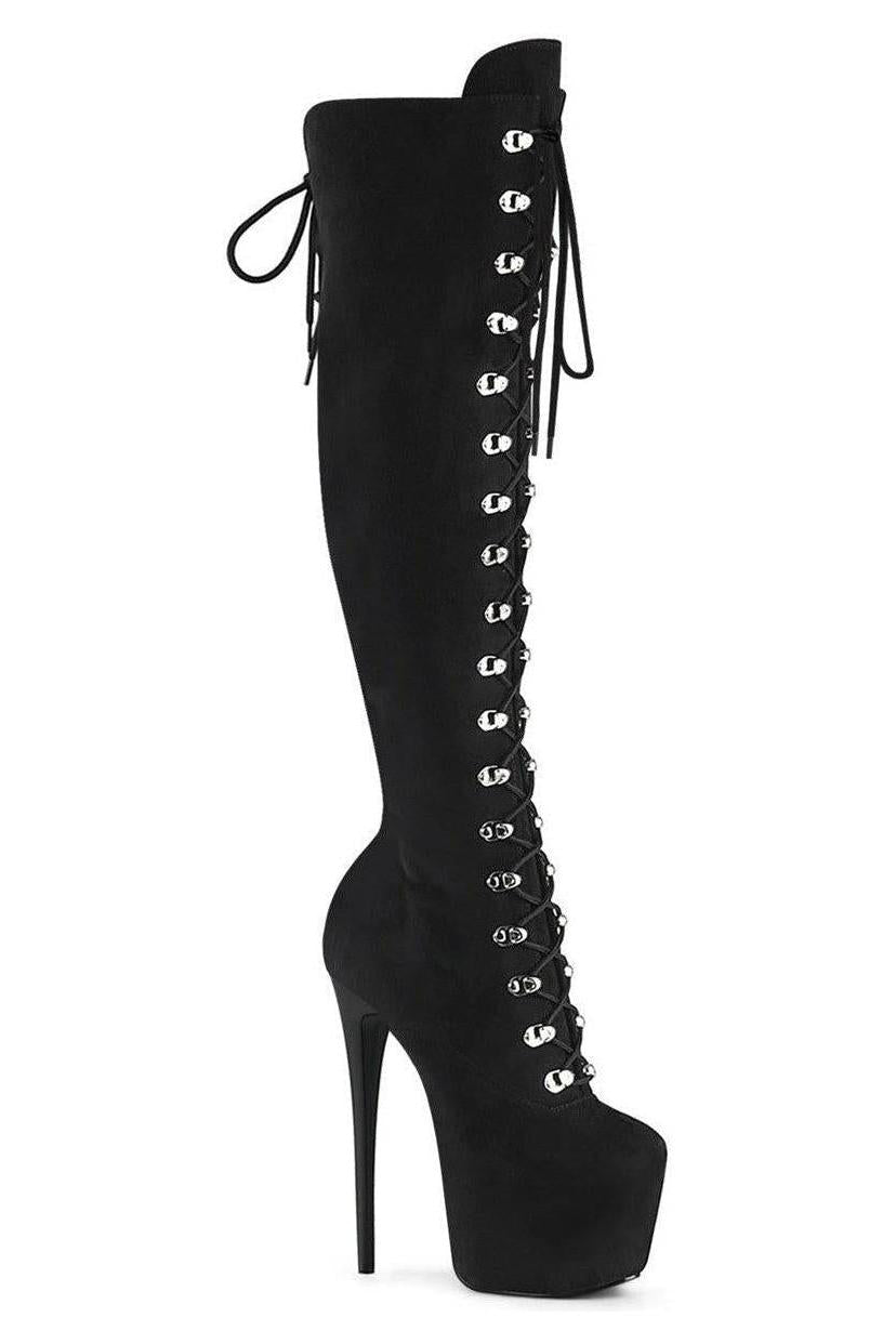 Pleaser Black Thigh Boots Platform Stripper Shoes | Buy at Sexyshoes.com
