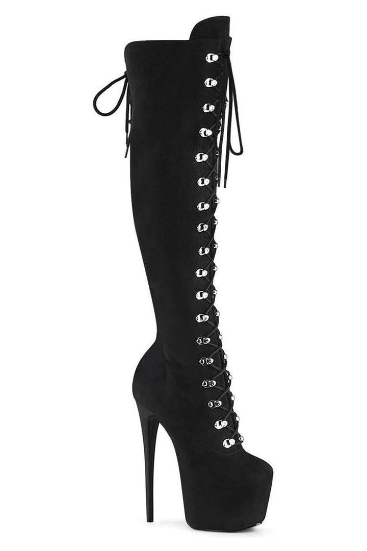Pleaser Black Thigh Boots Platform Stripper Shoes | Buy at Sexyshoes.com