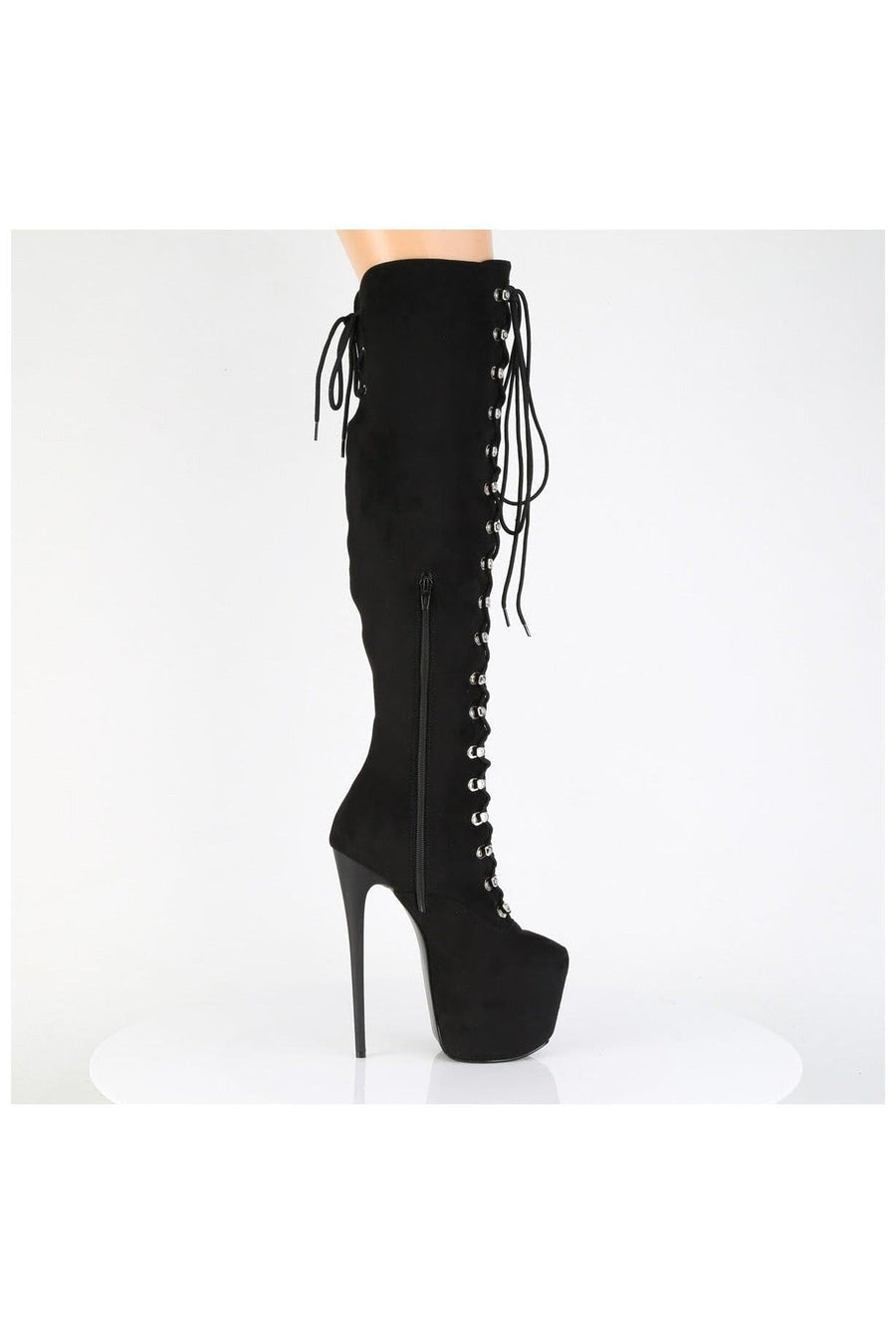 Pleaser  JUBILANT-3012FS Thigh Boot in Black Faux Suede