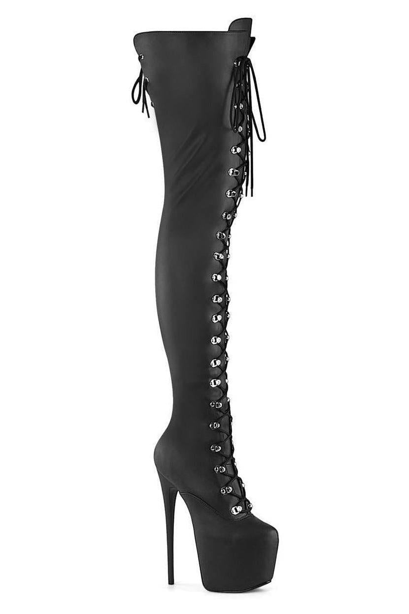 Pleaser  JUBILANT-4012 Thigh Boot in Black Faux Leather from SexyShoes.com