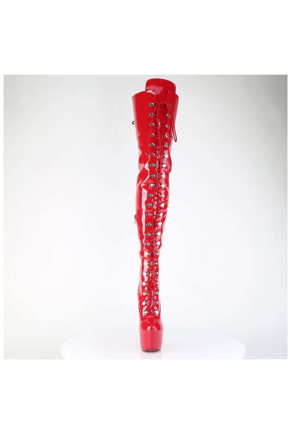 Pleaser  JUBILANT-4012 Thigh Boot in Red Patent