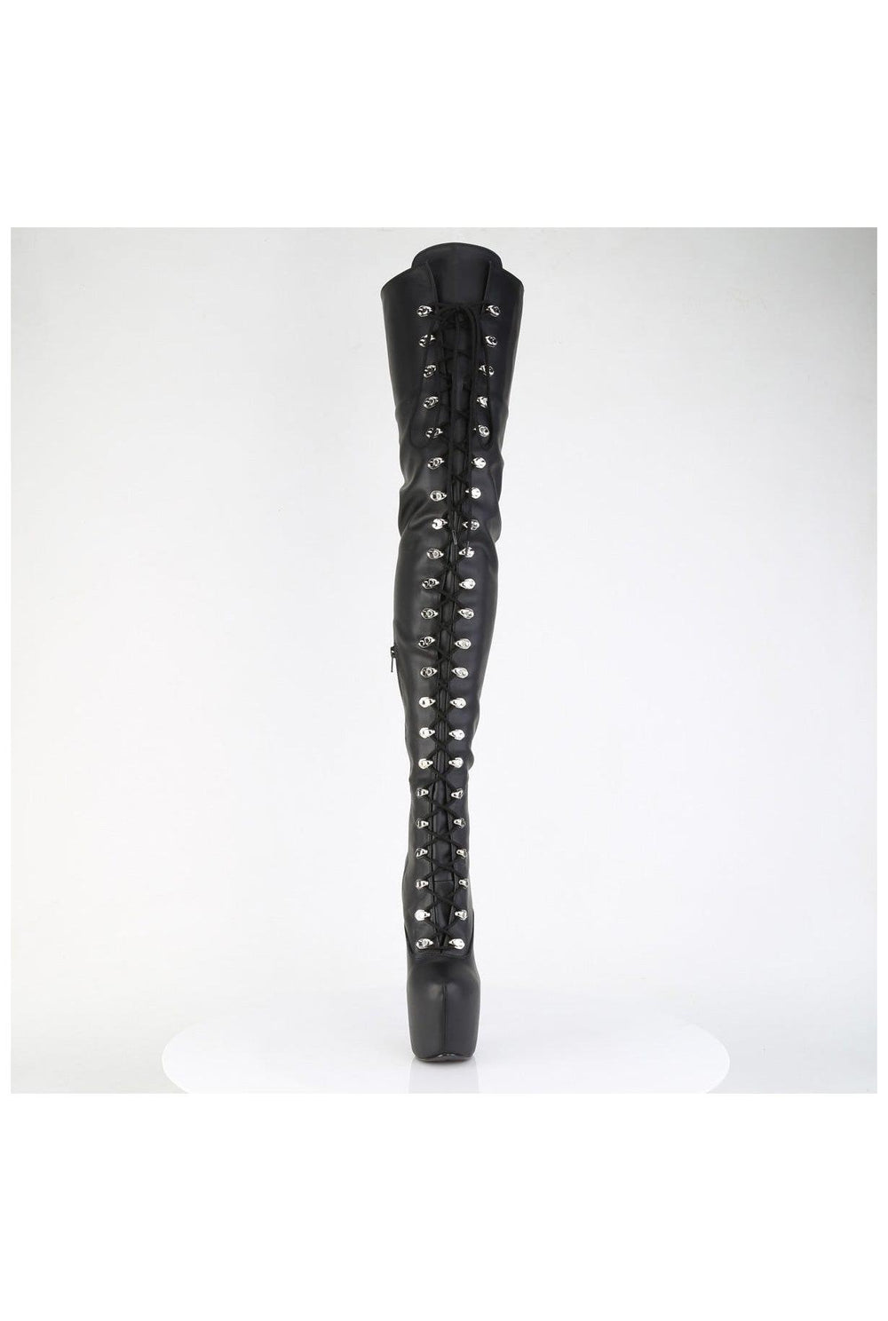 Pleaser  JUBILANT-4012 Thigh Boot in Black Faux Leather