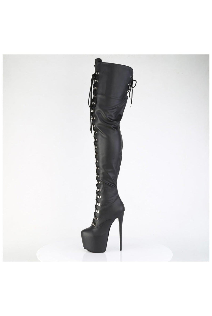 Pleaser  JUBILANT-4012 Thigh Boot in Black Faux Leather