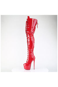 Pleaser  JUBILANT-4012 Thigh Boot in Red Patent