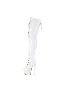 Pleaser  JUBILANT-4012 Thigh Boot in White Patent