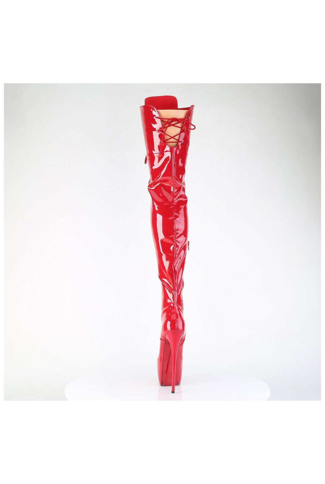 Pleaser  JUBILANT-4012 Thigh Boot in Red Patent