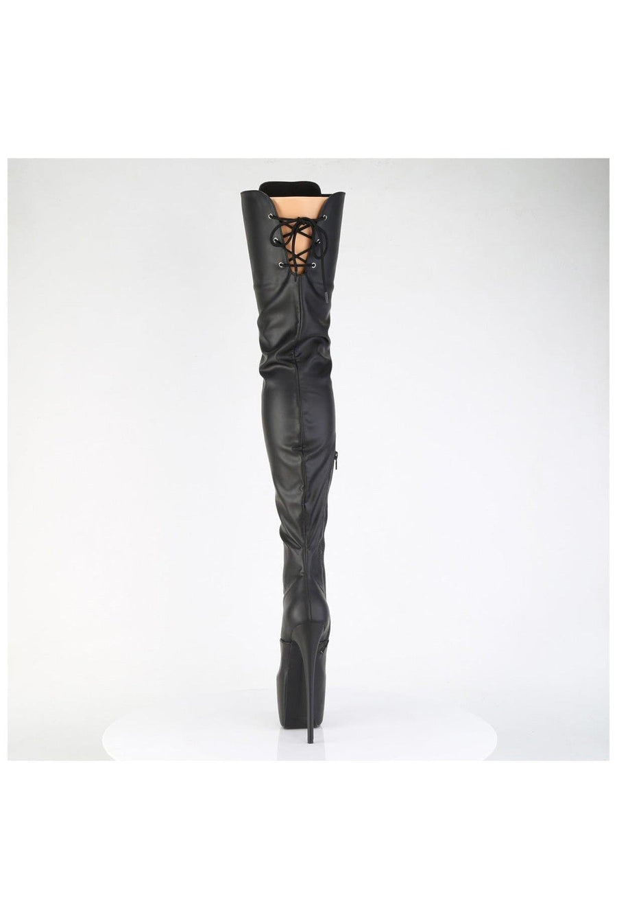 Pleaser  JUBILANT-4012 Thigh Boot in Black Faux Leather