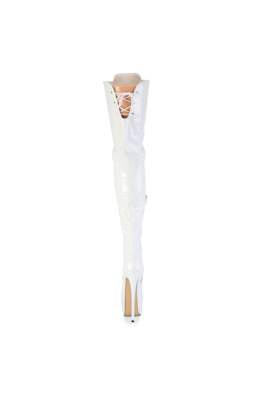 Pleaser  JUBILANT-4012 Thigh Boot in White Patent