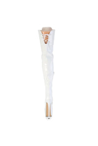 Pleaser  JUBILANT-4012 Thigh Boot in White Patent