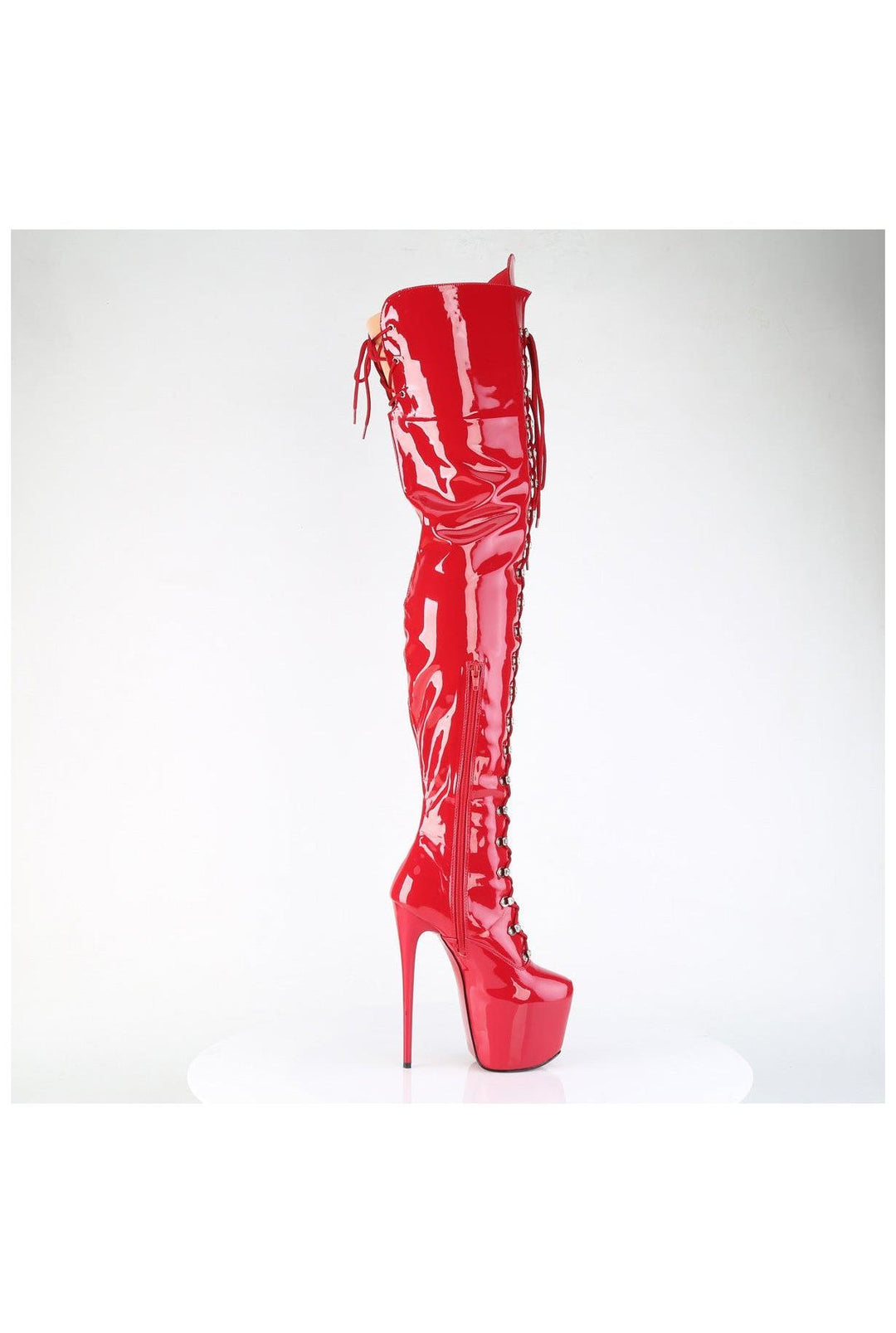 Pleaser  JUBILANT-4012 Thigh Boot in Red Patent