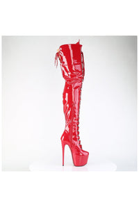 Pleaser  JUBILANT-4012 Thigh Boot in Red Patent