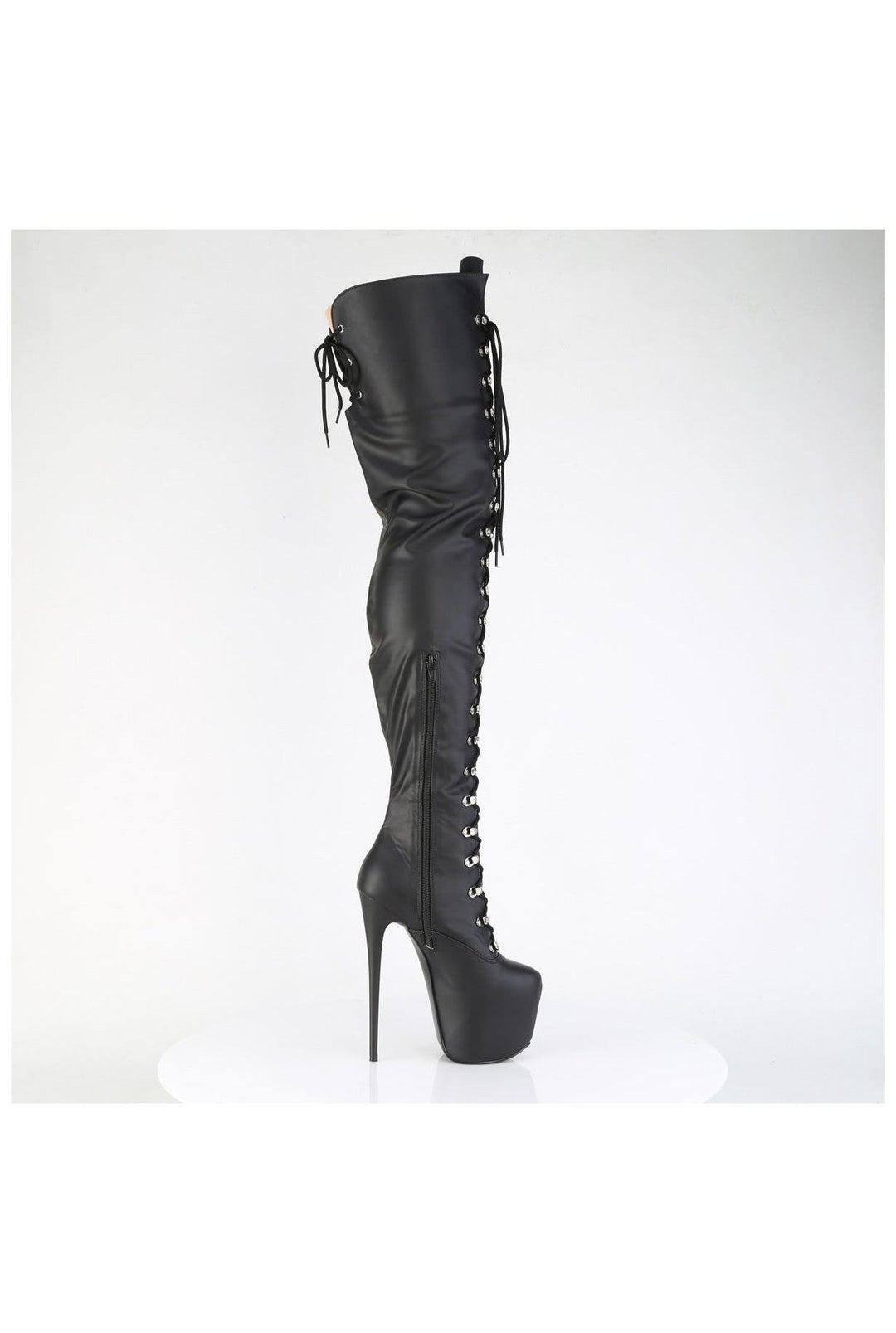 Pleaser  JUBILANT-4012 Thigh Boot in Black Faux Leather