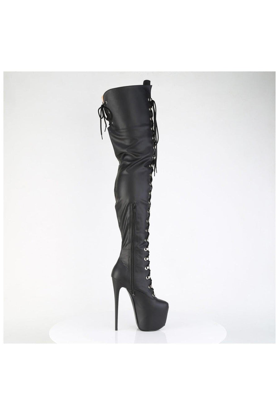 Pleaser  JUBILANT-4012 Thigh Boot in Black Faux Leather