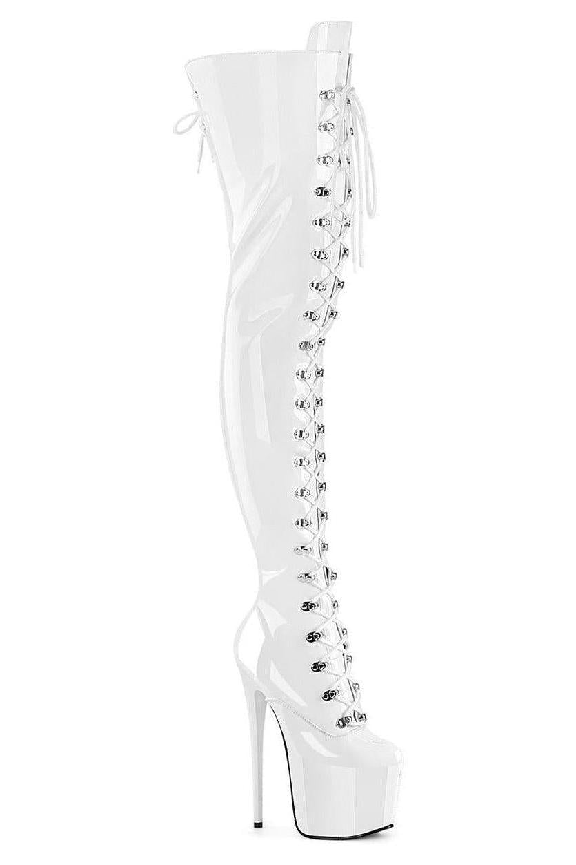Pleaser  JUBILANT-4012 Thigh Boot in White Patent from SexyShoes.com
