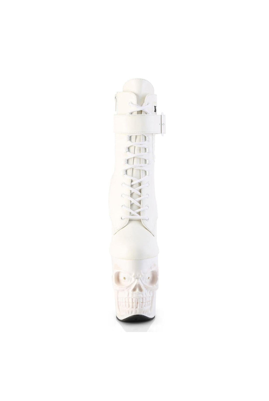 Pleaser  RAPTURE-1020STR-LT Ankle Boot in White Faux Leather