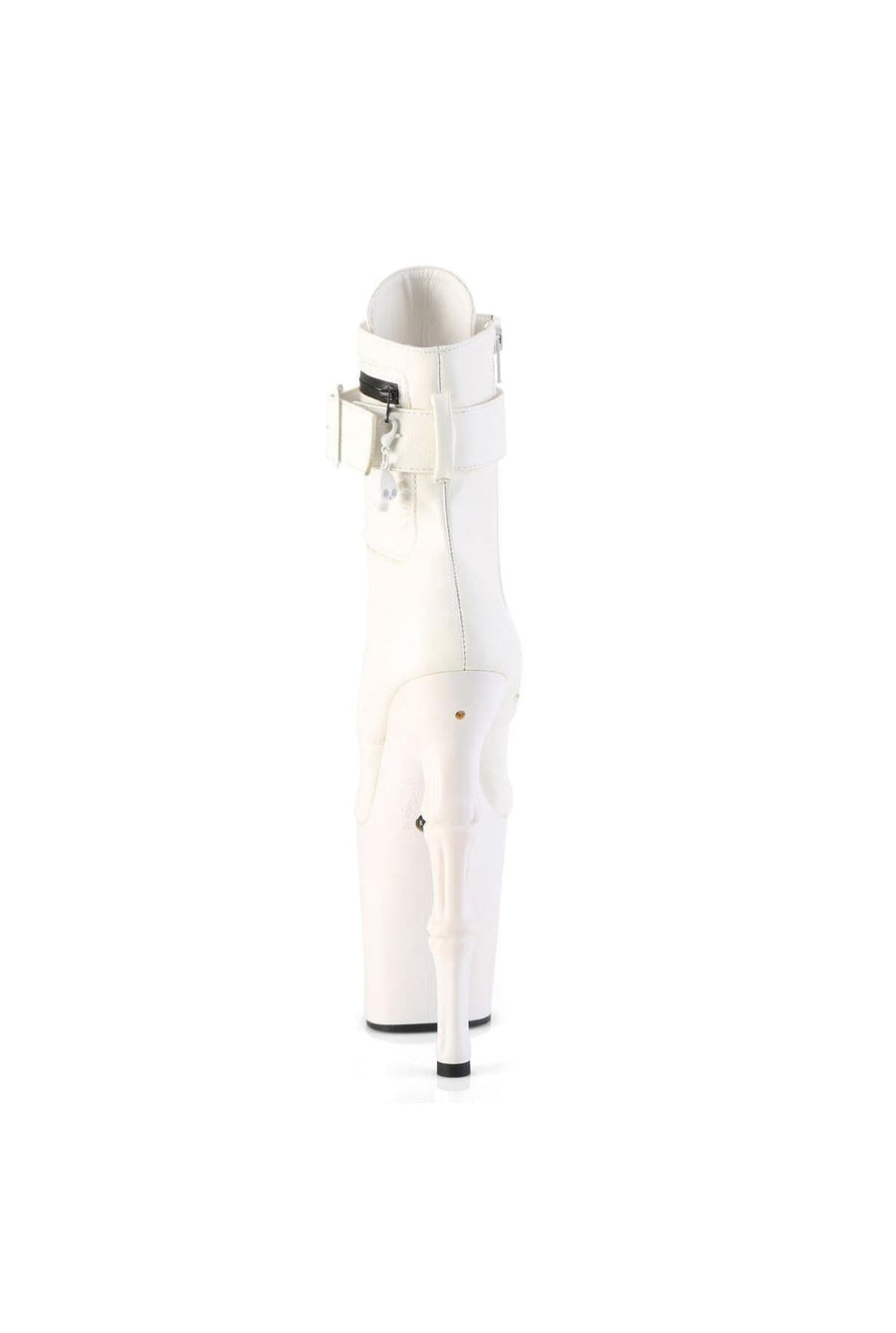 Pleaser  RAPTURE-1020STR-LT Ankle Boot in White Faux Leather