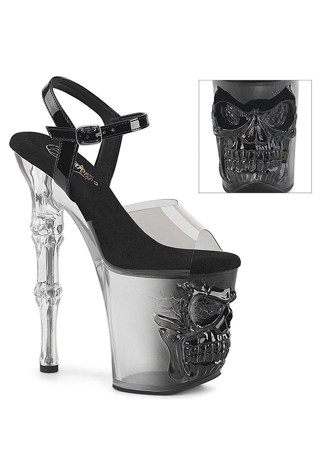 Pleaser  RAPTURE-808T-1 Sandal in Black Vinyl from SexyShoes.com