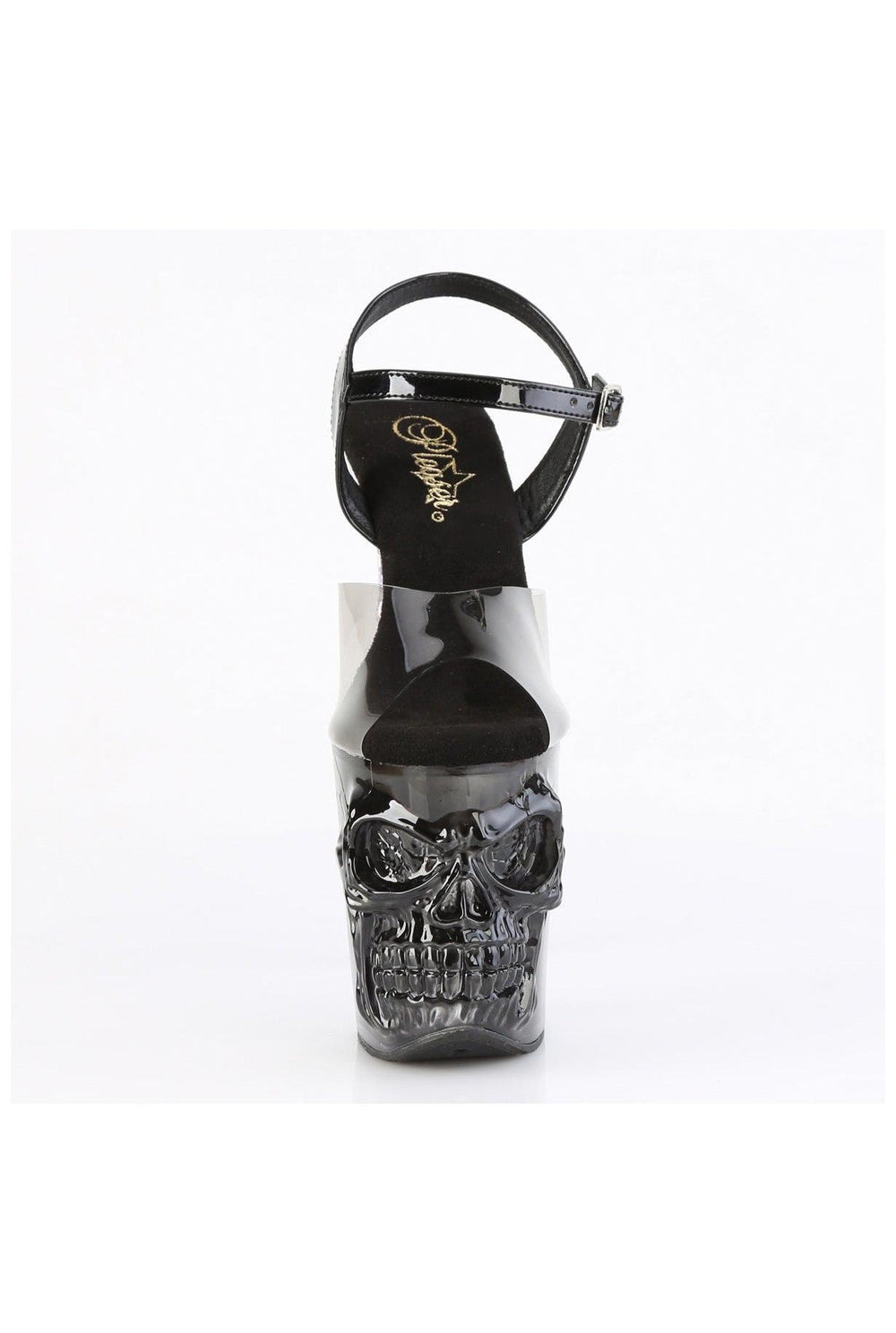 Pleaser  RAPTURE-808T-1 Sandal in Black Vinyl