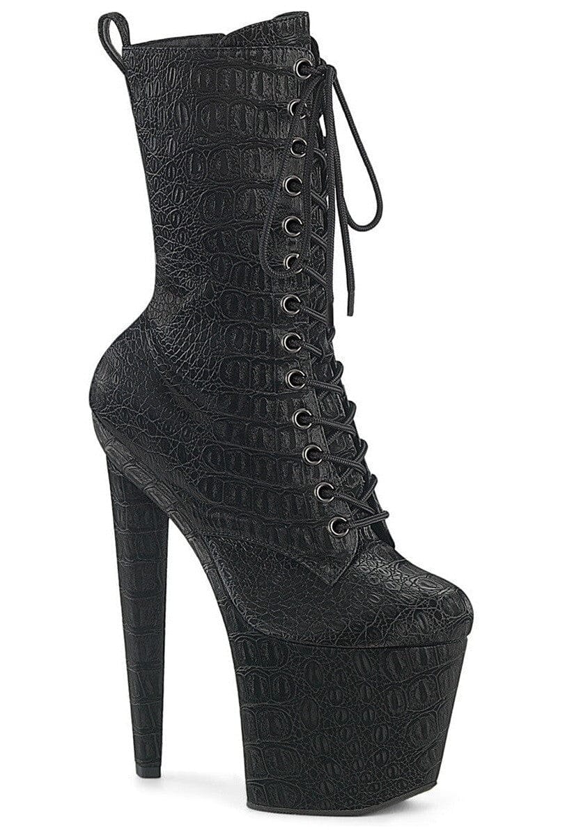 Pleaser  RAZZLE-1040WR Ankle Boot in Black Faux Leather from SexyShoes.com