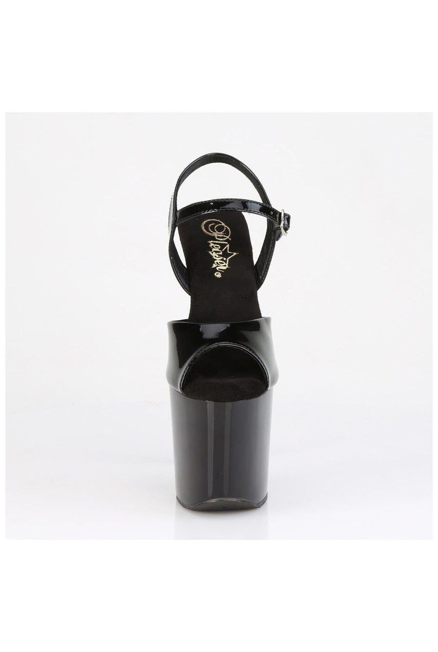 Pleaser  RAZZLE-809 Sandal in Black Patent
