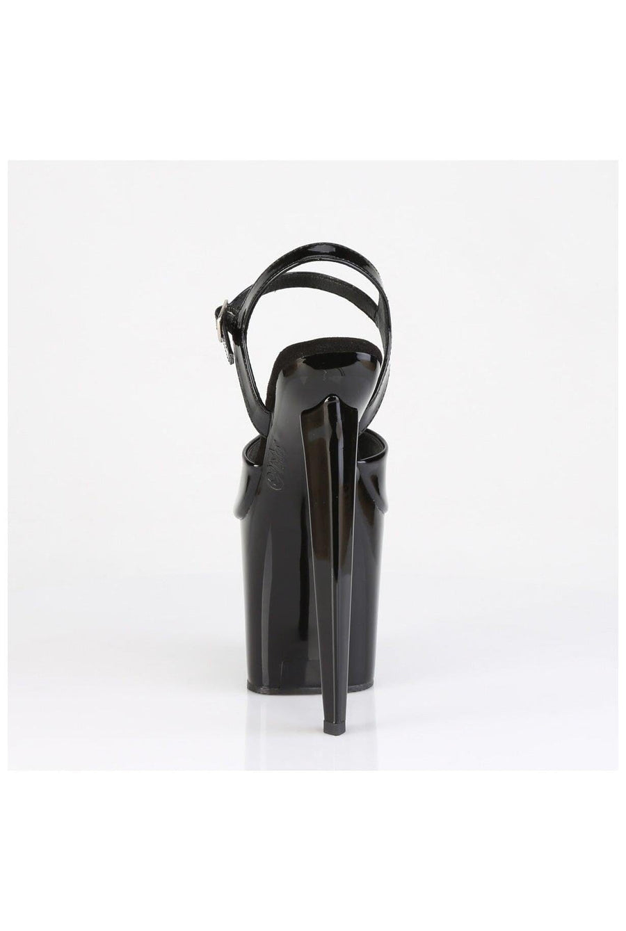 Pleaser  RAZZLE-809 Sandal in Black Patent