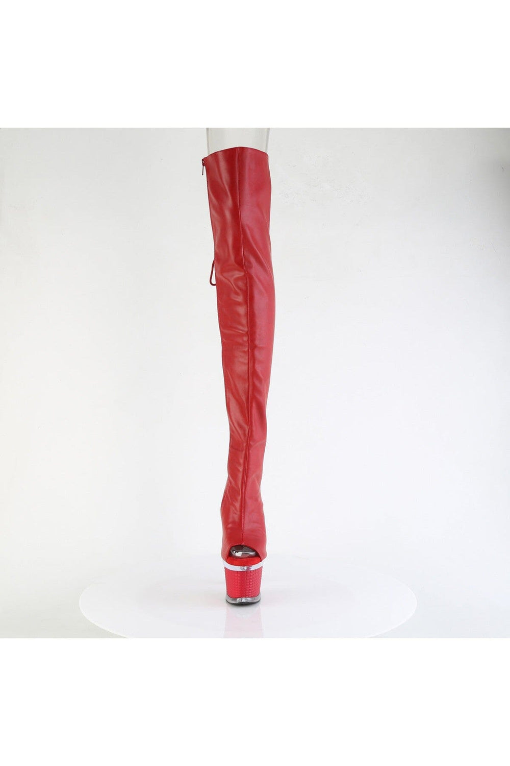 Pleaser  SPECTATOR-3030 Thigh Boot in Red Faux Leather