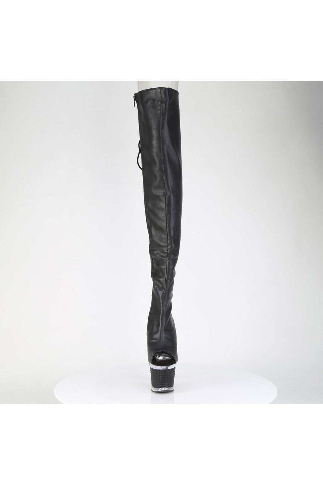 Pleaser  SPECTATOR-3030 Thigh Boot in Black Faux Leather
