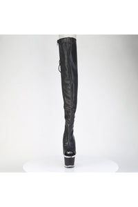 Pleaser  SPECTATOR-3030 Thigh Boot in Black Faux Leather