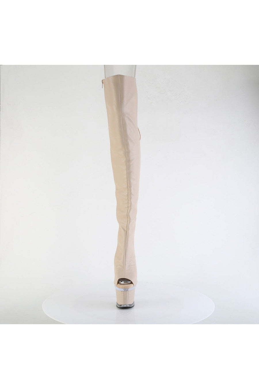 Pleaser  SPECTATOR-3030 Thigh Boot in Nude Faux Leather