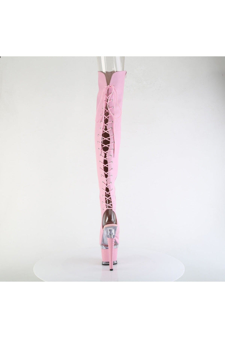 Pleaser  SPECTATOR-3030 Thigh Boot in Pink Faux Leather