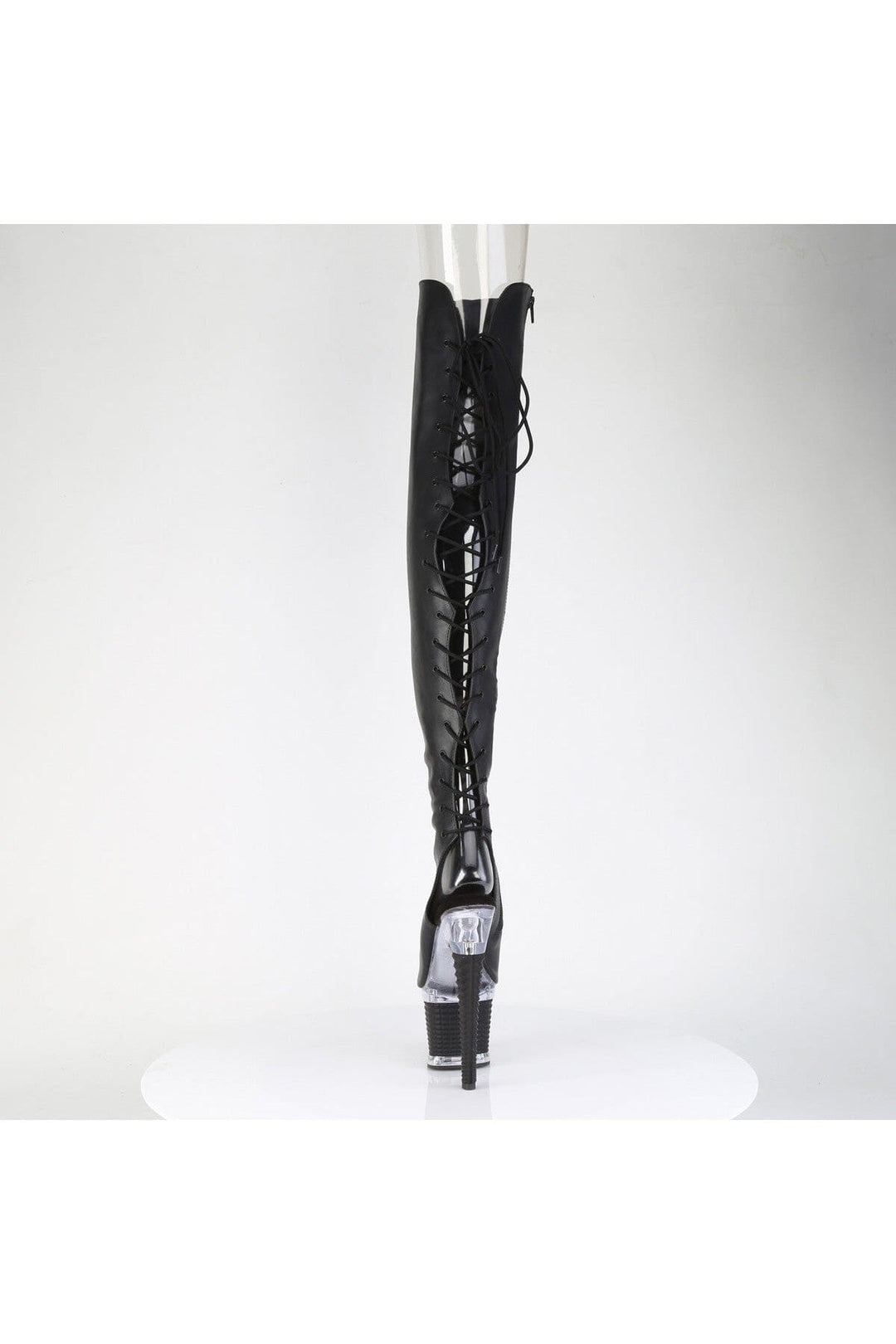 Pleaser  SPECTATOR-3030 Thigh Boot in Black Faux Leather