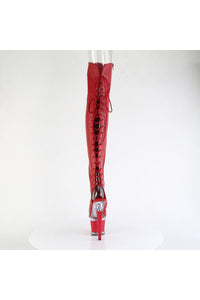 Pleaser  SPECTATOR-3030 Thigh Boot in Red Faux Leather