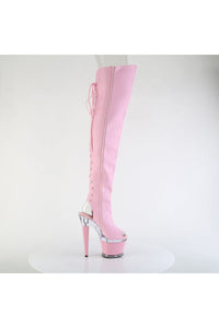 Pleaser  SPECTATOR-3030 Thigh Boot in Pink Faux Leather