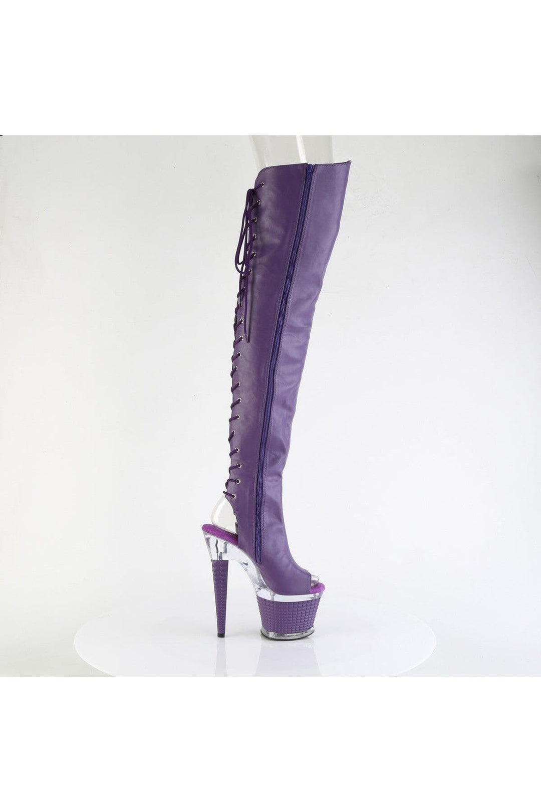 Pleaser  SPECTATOR-3030 Thigh Boot in Purple Faux Leather
