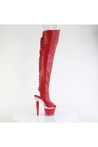 Pleaser  SPECTATOR-3030 Thigh Boot in Red Faux Leather