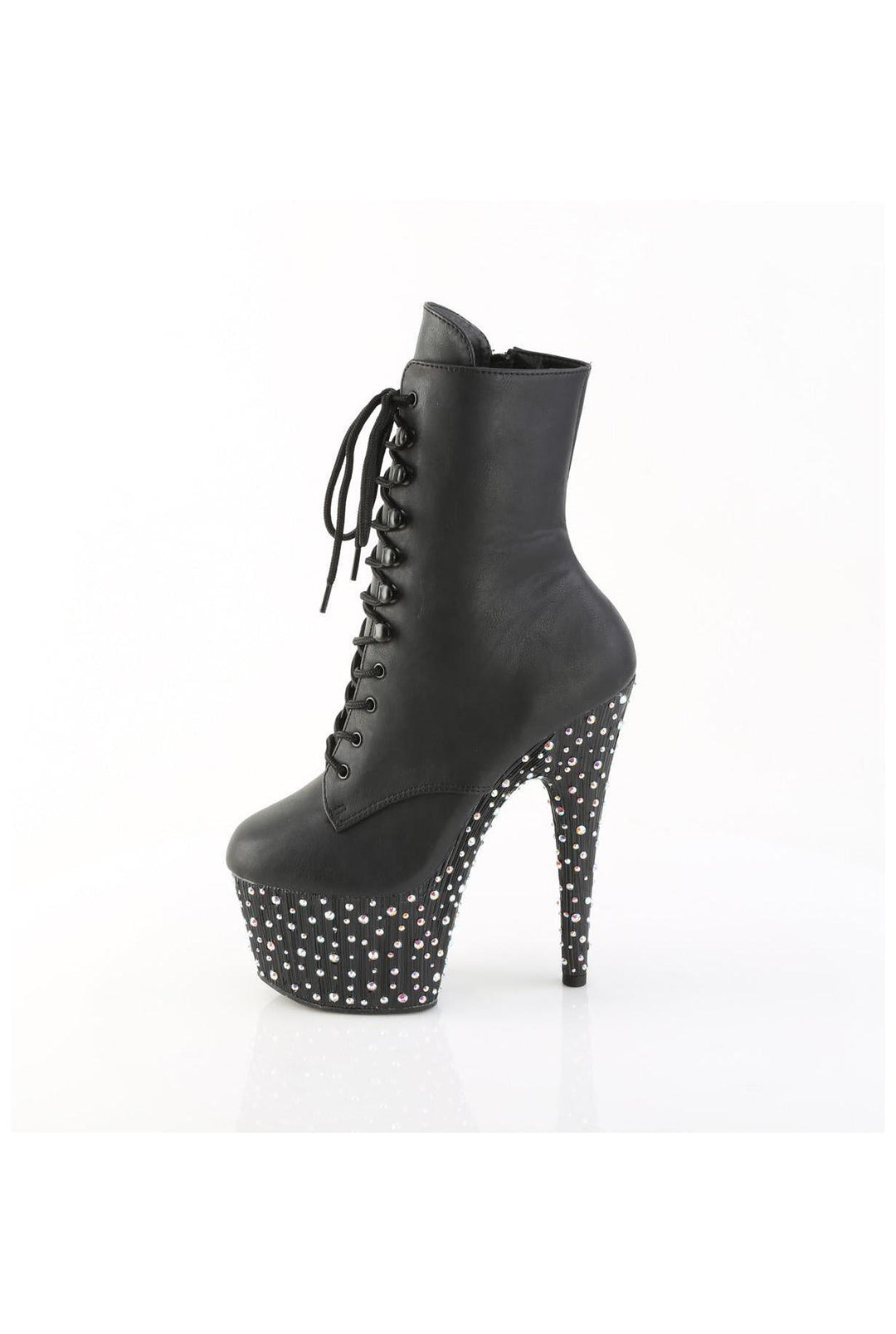 Pleaser  STARDANCE-1020 Ankle Boot in Black Faux Leather
