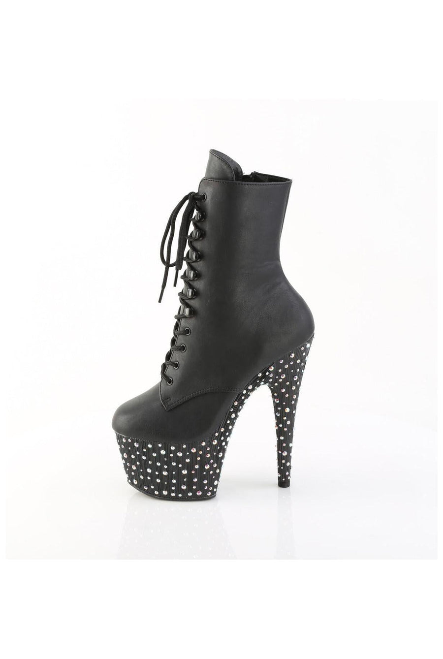 Pleaser  STARDANCE-1020 Ankle Boot in Black Faux Leather