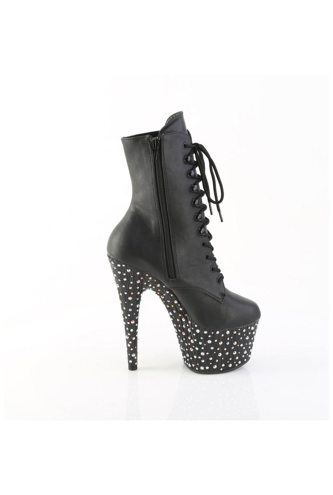 Pleaser  STARDANCE-1020 Ankle Boot in Black Faux Leather