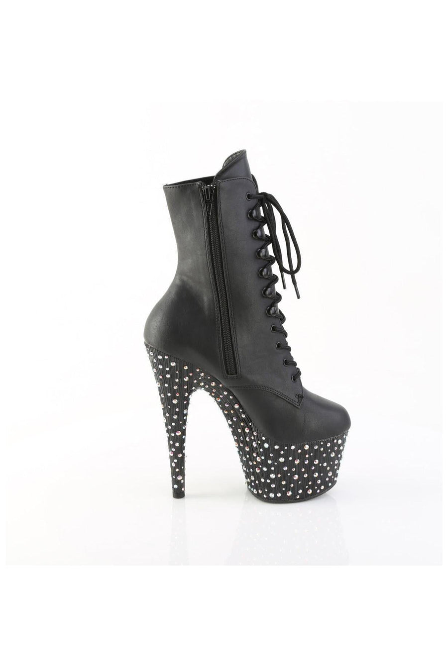 Pleaser  STARDANCE-1020 Ankle Boot in Black Faux Leather