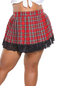 Coquette Pleated Skirt With Ruffled Lace Hem in Red  from SexyShoes.com