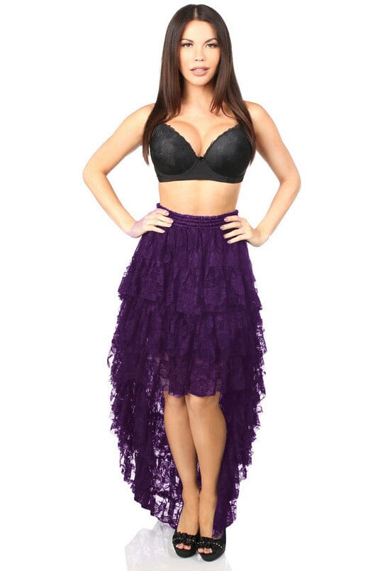 Daisy Corsets Plum High Low Lace Skirt in Purple  from SexyShoes.com