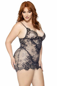 Plus 2 Piece Eyelash Lace Rhinestone Backless Mini Dress Set-Stripper Dresses-SEXYSHOES.COM