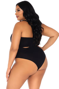 Plus Size 2 Piece Opaque Bandeau & Suspender Bodysuit-Bodysuits-SEXYSHOES.COM