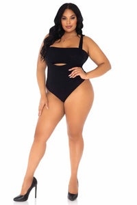 Plus Size 2 Piece Opaque Bandeau & Suspender Bodysuit-Bodysuits-SEXYSHOES.COM