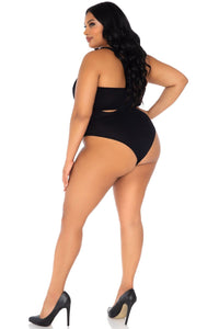 Plus Size 2 Piece Opaque Bandeau & Suspender Bodysuit-Bodysuits-SEXYSHOES.COM