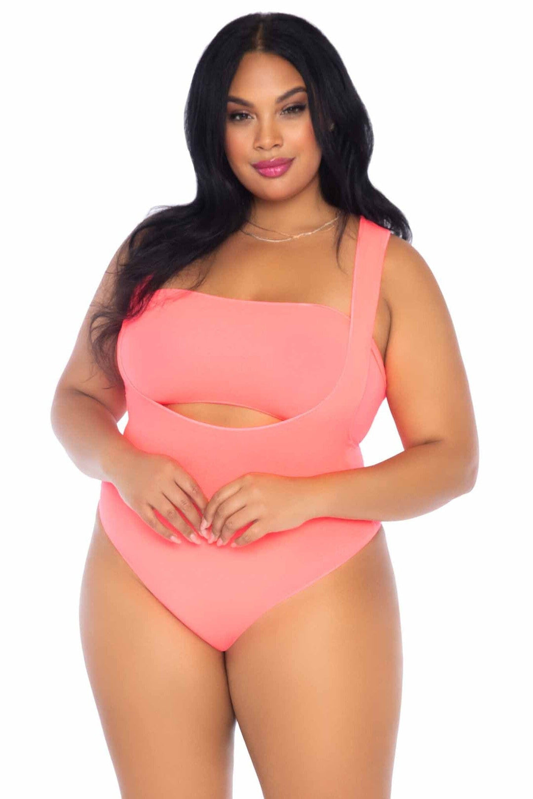 Plus Size 2 Piece Opaque Bandeau & Suspender Bodysuit-Bodysuits-SEXYSHOES.COM